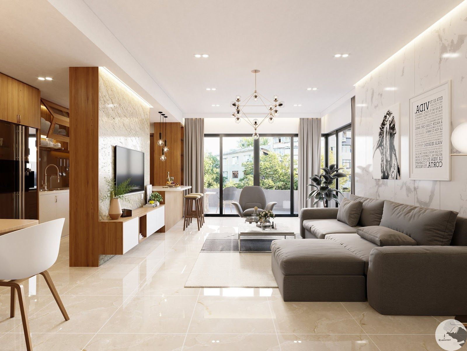 Cho thuê căn hộ chung cư 2 phòng ngủ tại Granduer Palace Phạm Hùng